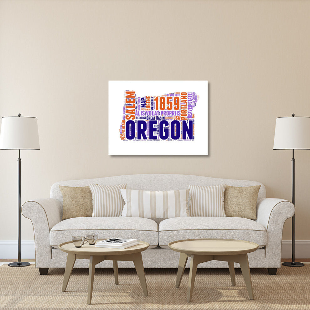 "Oregon Word Cloud Map" Fine Art Print