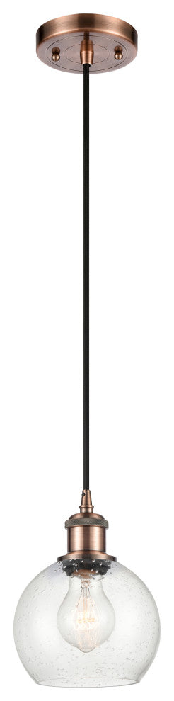 Innovations 516-1P-AC-G124-6 1 Light 6" Mini Pendant, Antique Copper