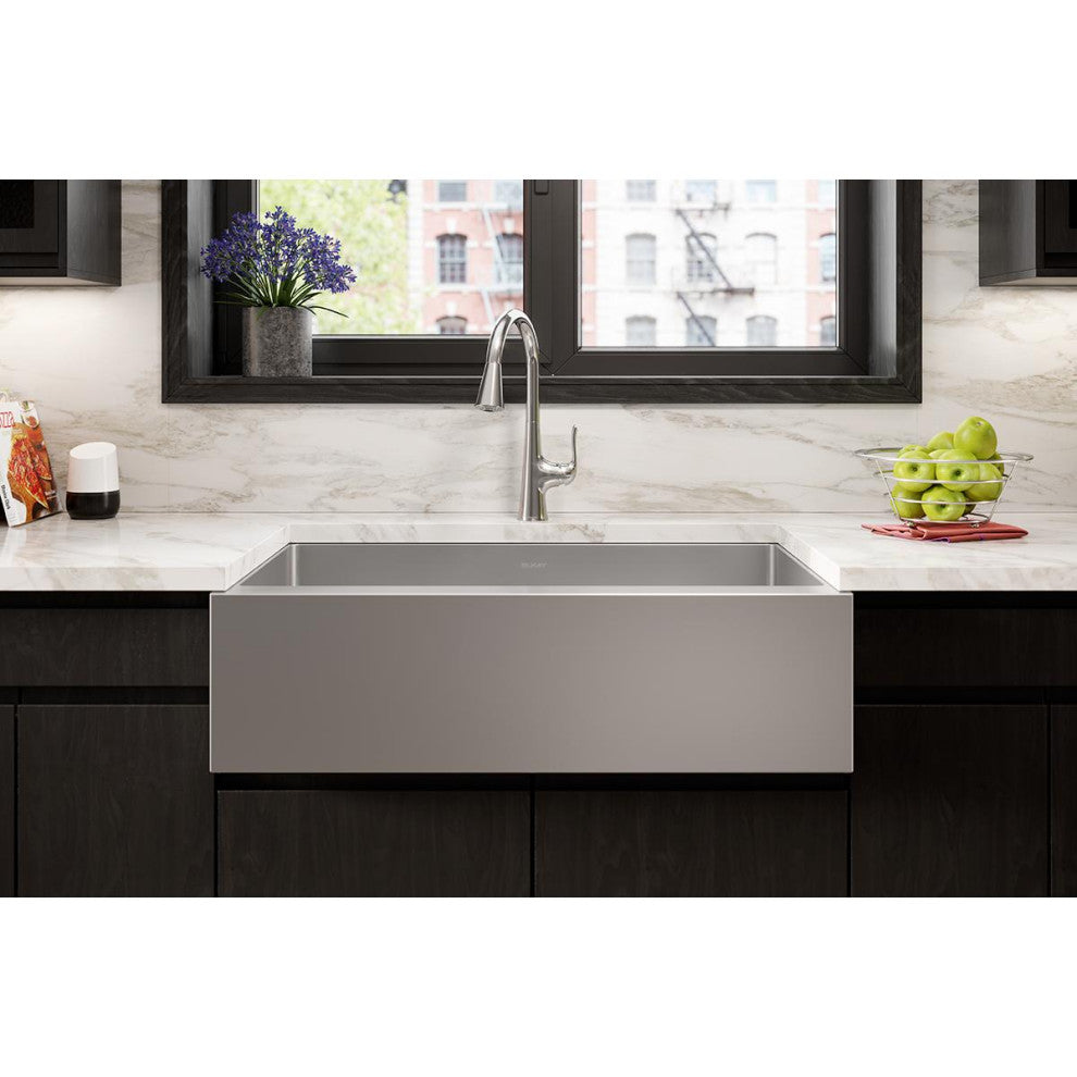 EFRUFFA3417DBG Elkay Crosstown 16 Gauge Stainless Steel Tall Farmhouse Sink Kit