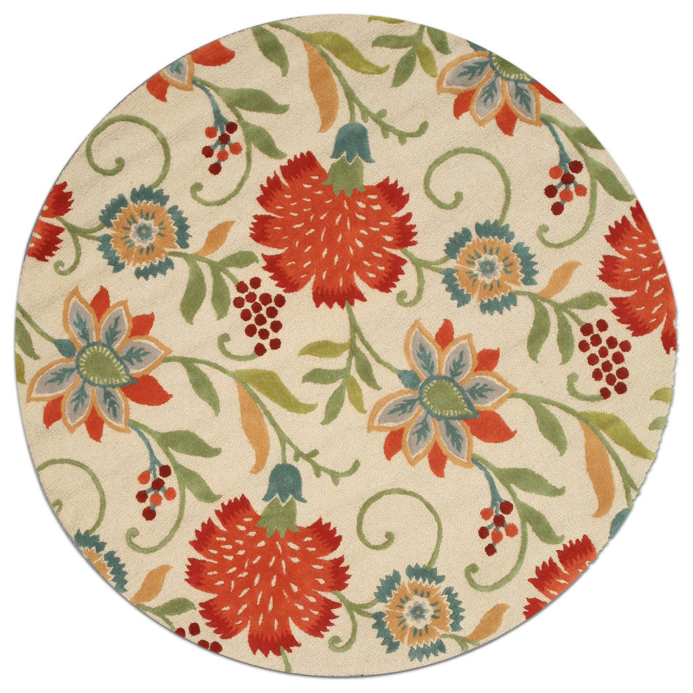 Ivory Transitional Floral Spring Garden Area Rug