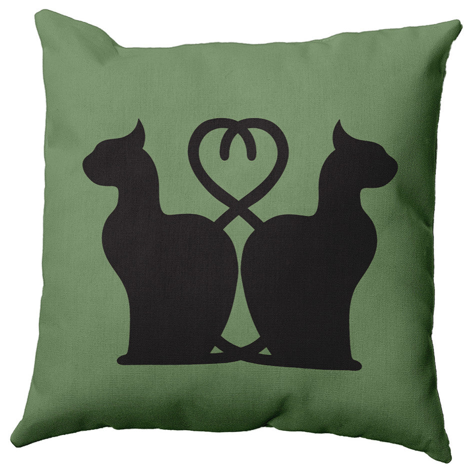 20" x 20" Conniving Cats Decorative Throw Pillow, Sage