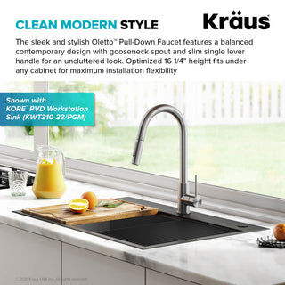 Oletto Pull-Down 1-Hole Kitchen Faucet, Spot Free Stainless Steel