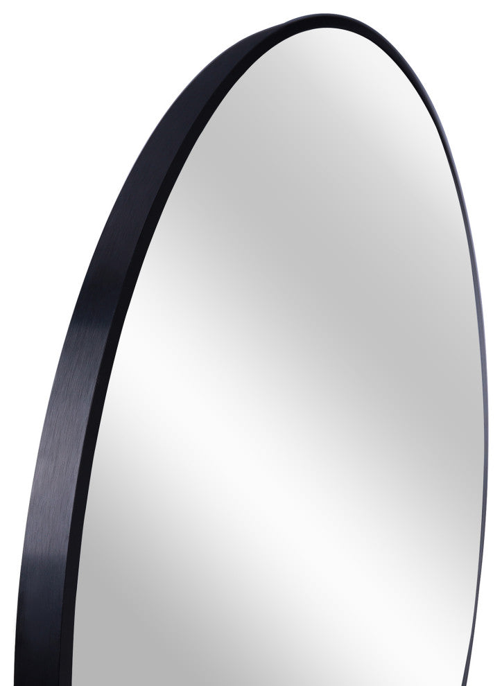 Round Aluminium Framed Wall Mounted Mirror, Black, 32"