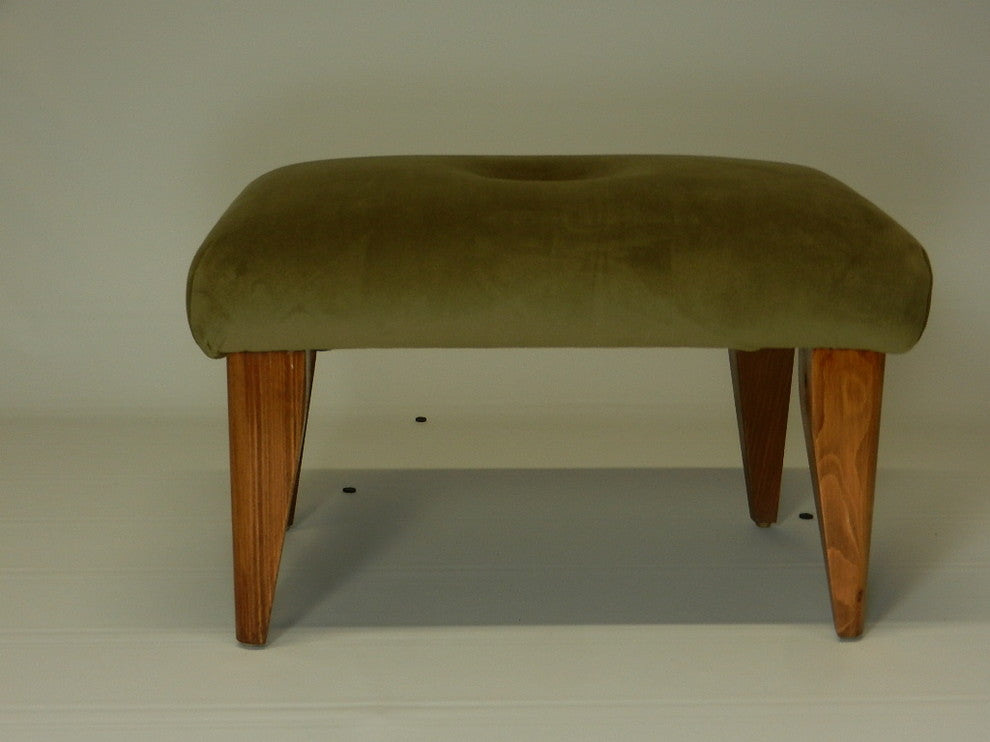 Tufted Suede Footstool, Olive