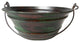 15" Round Copper Vessel Bucket Sink with Green Distressed Exterior, Daisy Drain