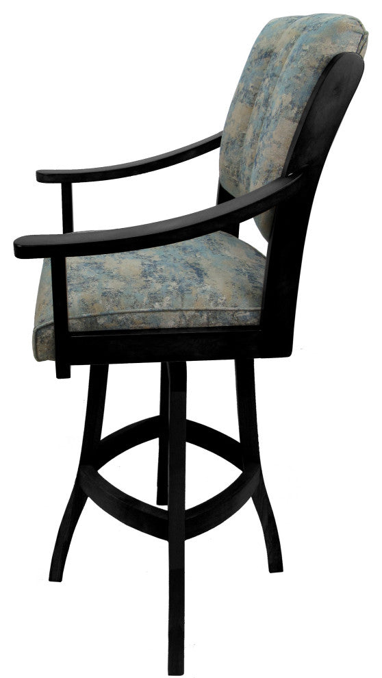 Swivel Counter Wood Bar Stool Casa on S-Base, Poet Sky and Black, 34"