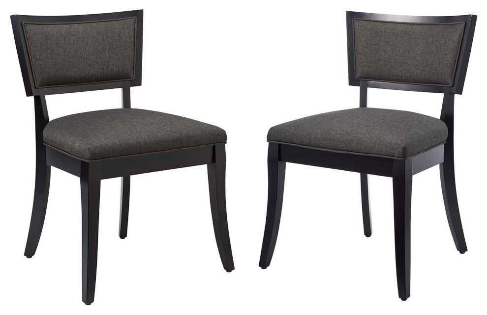 Pristine Upholstered Fabric Dining Chairs, Set of 2, Gray