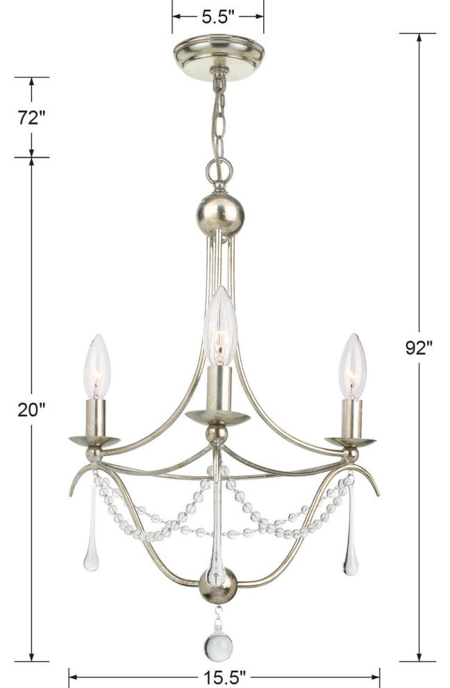 Crystorama Lighting Group 423 Metro 3 Light 16"W Taper Candle - Antique Gold