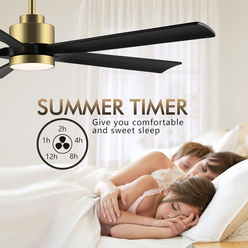 60 in LED Gold Ceiling Fan with Remote and Reversible DC Motor