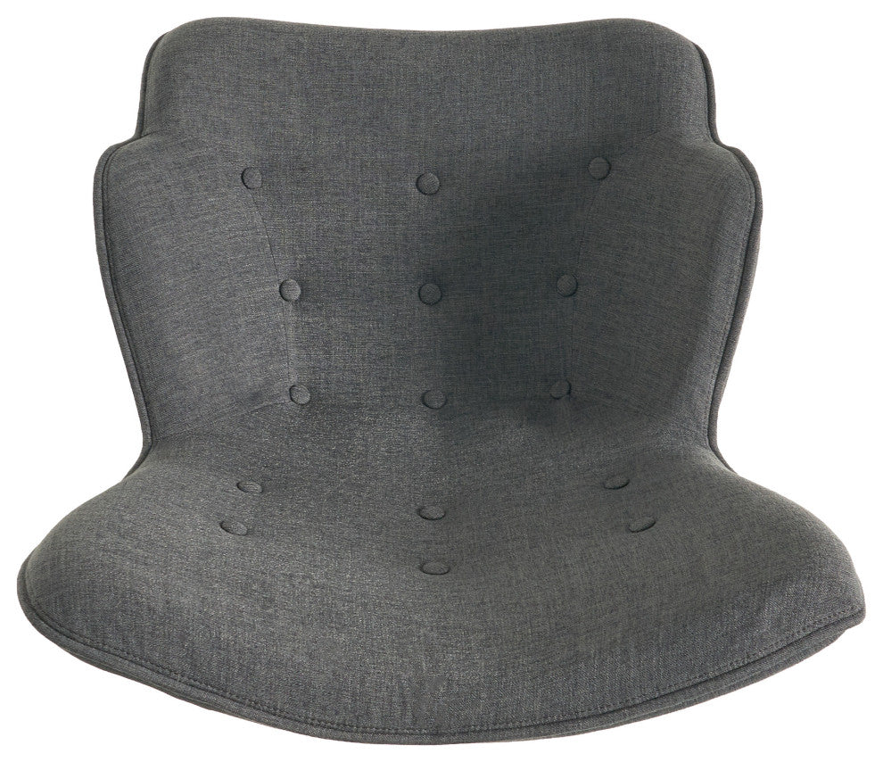 Hariata Mid-Century Modern Wingback Chair and Ottoman Set, Muted Dark Gray