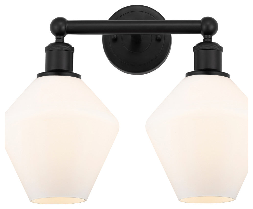 Cindyrella 2-Light 17" Bath Vanity Light, Matte Black -Cased Matte White Shade