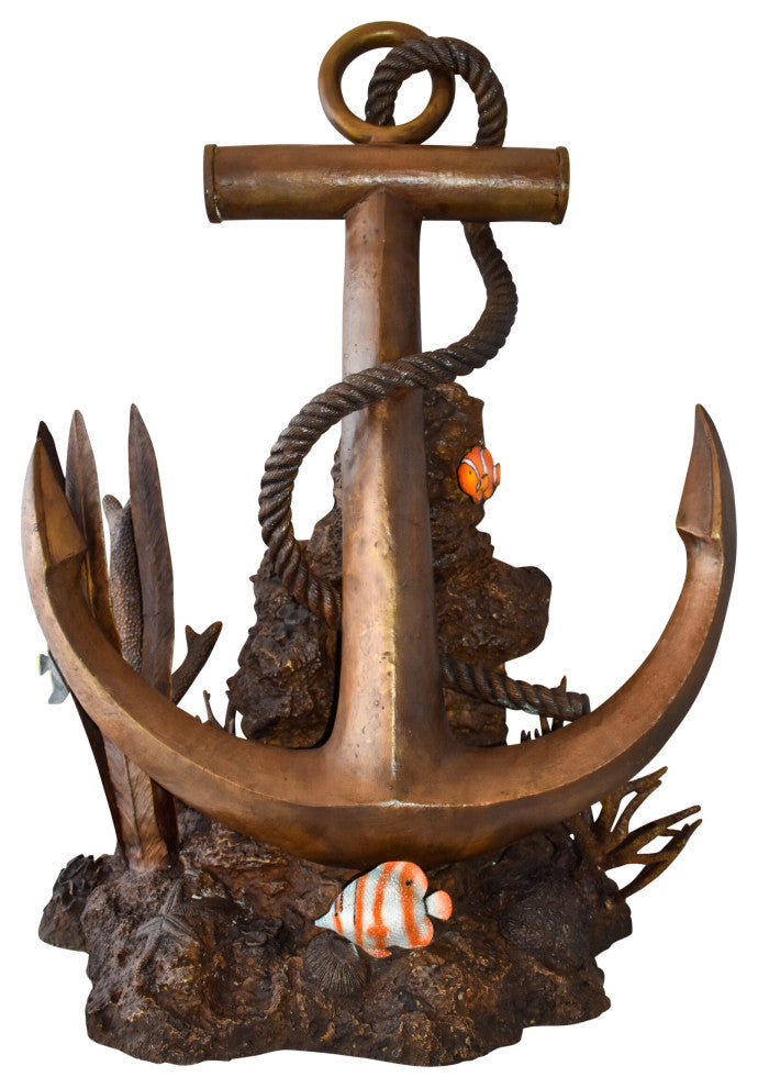 Anchor On Ocean Floor Among Fish Bronze Statue  Size: 32" x 27" x 41"H