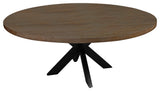 Redondo 72" Round Dining Table With Mango Wood Top and Iron Legs