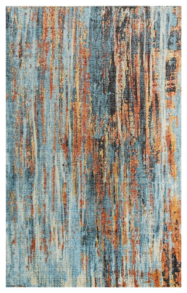 Alora Decor Alure 10' x 13' Abstract Blue/Blue/Apricot Hybrid Area Rug