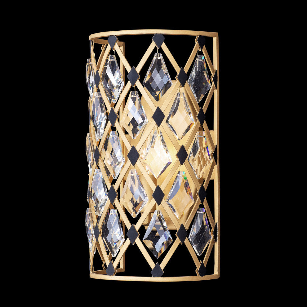 Windsor 1-Lt Crystal Sconce - French Gold/Matte Black