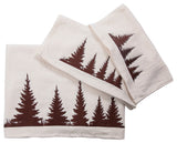 3-Piece Embroidered Clearwater Pines Towel Set, Cream