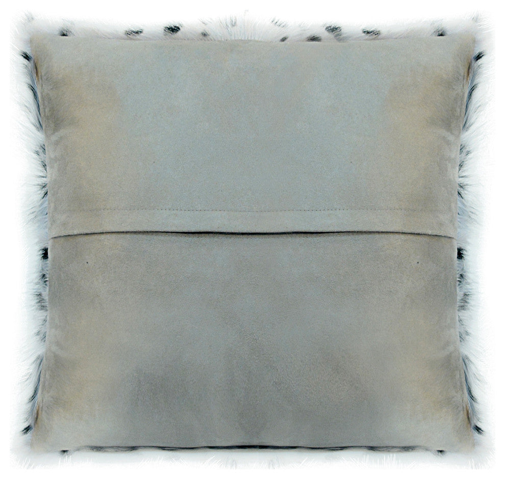 Contemporary Spotted Goat Fur Pillow Light Grey - Grey
