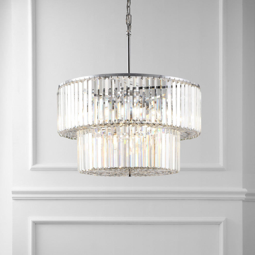 Safavieh Couture Viviann Crystal 2 Tier Chandelier, Chrome/Clear