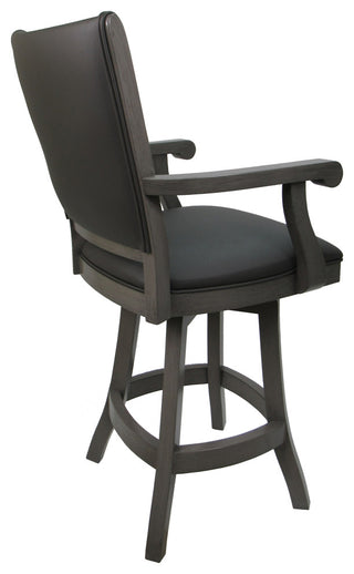 Swivel Coco Wood Stool, Gray Vinyl, Gray, 30"