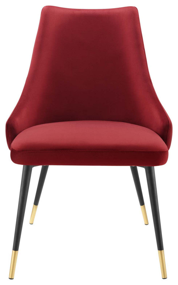Tufted Side Dining Chair, Velvet, Red, Modern, Bistro Restaurant Hospitality