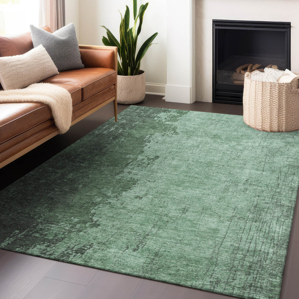 Machine Washable Indoor/Outdoor Chantille ACN1912 Teal 3' x 5' Rug