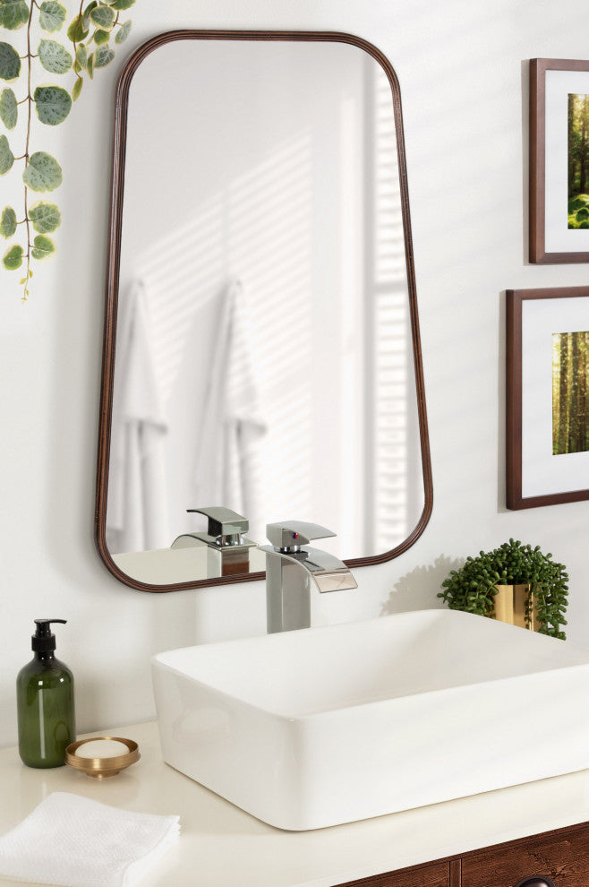 Caskill Framed Cowbell Wall Mirror, Bronze 20x32