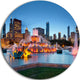 Colorful Buckingham Fountain, Cityscape Round Wall Art, 36"