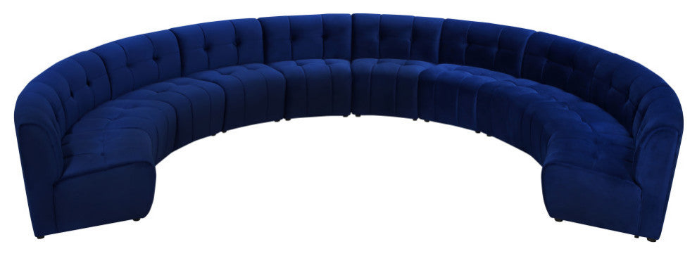 Limitless Velvet Upholstered 10-Piece Modular Sectional, Navy