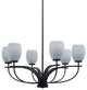 Cavella 6 Light Chandelier, Matte Black Finish, 5" Gray Matrix Glass