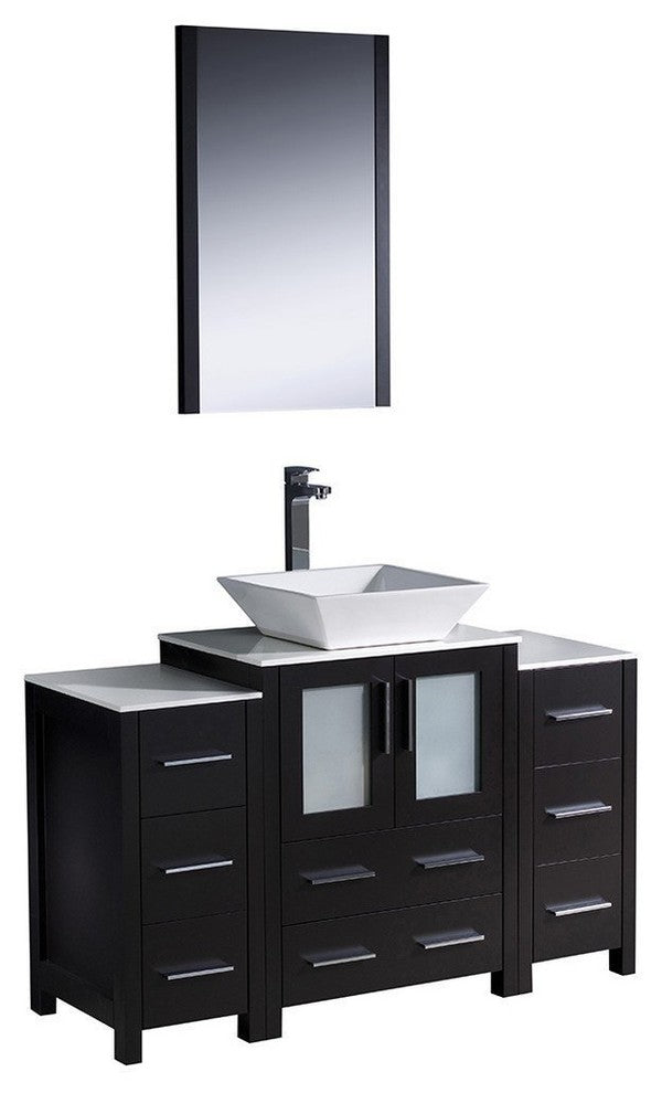 Torino 48" Espresso Modern Bathroom Vanity With 2 Side Cabinets, FFT1045BN