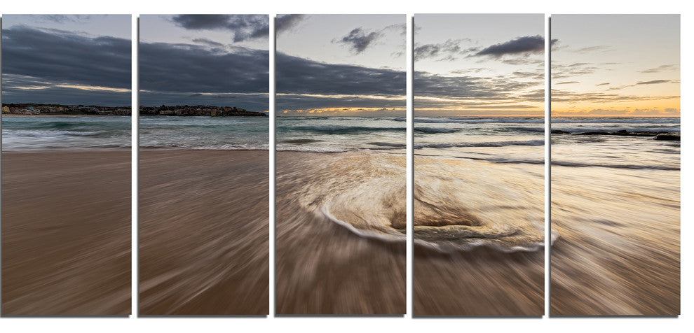 "Morning With Playful Surf and Pleasant Sky" Wall Art, 5 Panels, 60"x28"