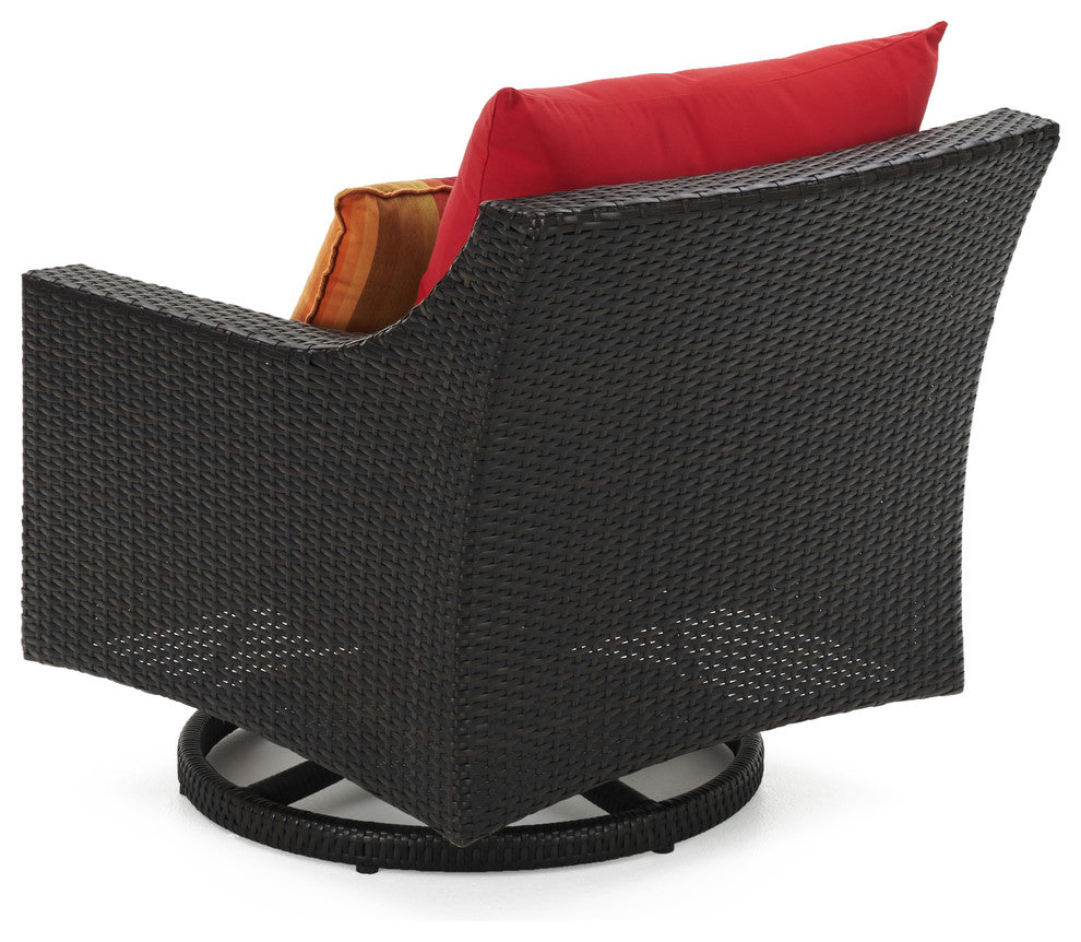 Deco Deluxe 5 Piece Sunbrella Outdoor Motion Club and Ottoman Set, Sunset Red