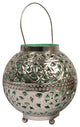 8" Tropicalia Silver and Green Cut-Out Floral Votive Candle Holder