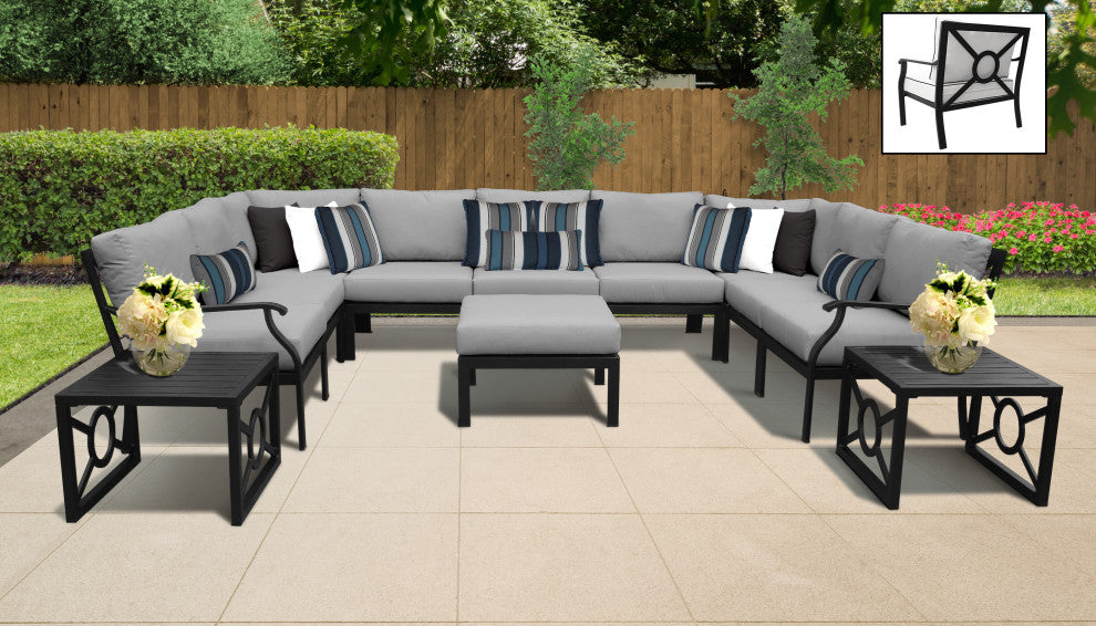 kathy ireland Madison Ave. 12 Piece Aluminum Patio Furniture Set 12g, Slate