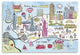 36" Fun Illustrated NYC Map Canvas Wall Art