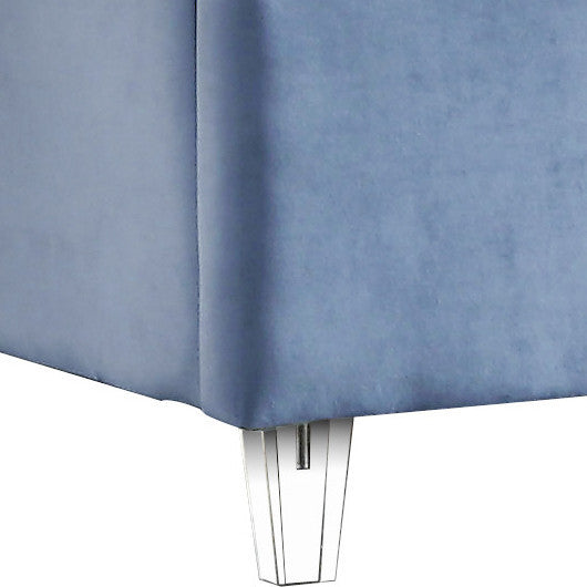 Candace Velvet Upholstered Bed, Sky Blue, Twin