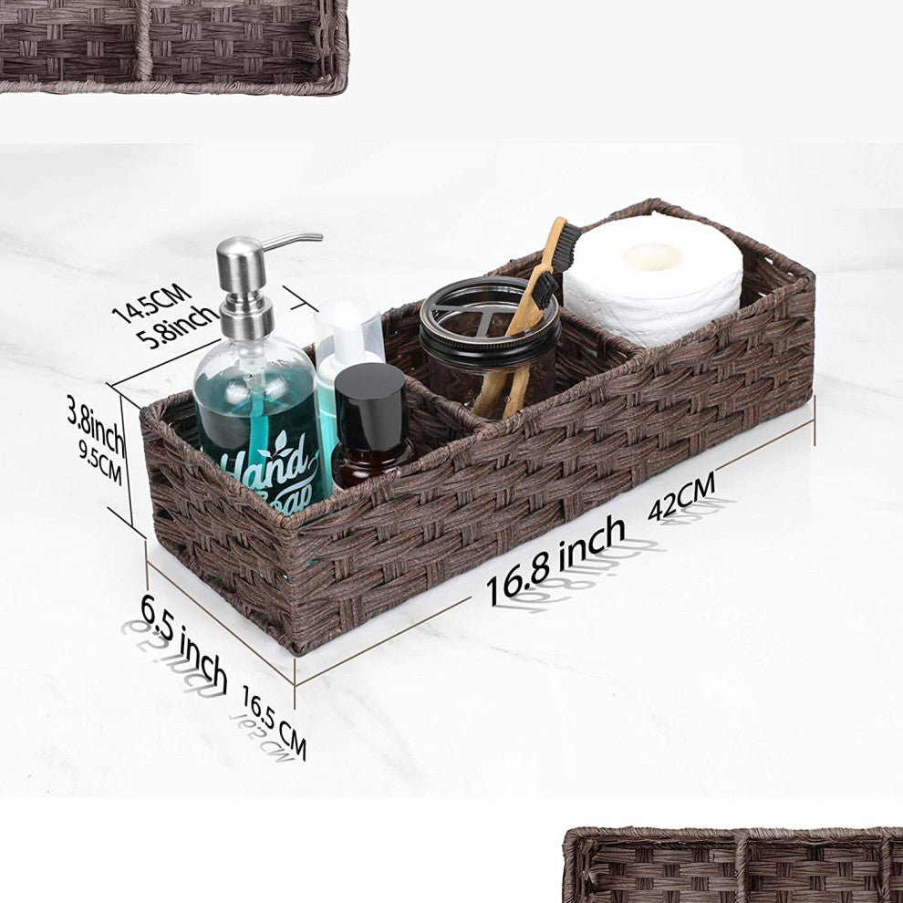 Toilet Paper Basket Hand-woven Basket, Storage Bin, Counter Vanity Organizer