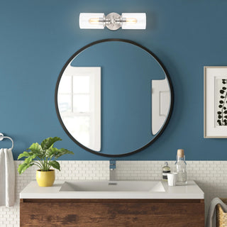 Jules Edison 16.5" Cylinder 2-Light Seeded Glass LED Vanity, Nickel