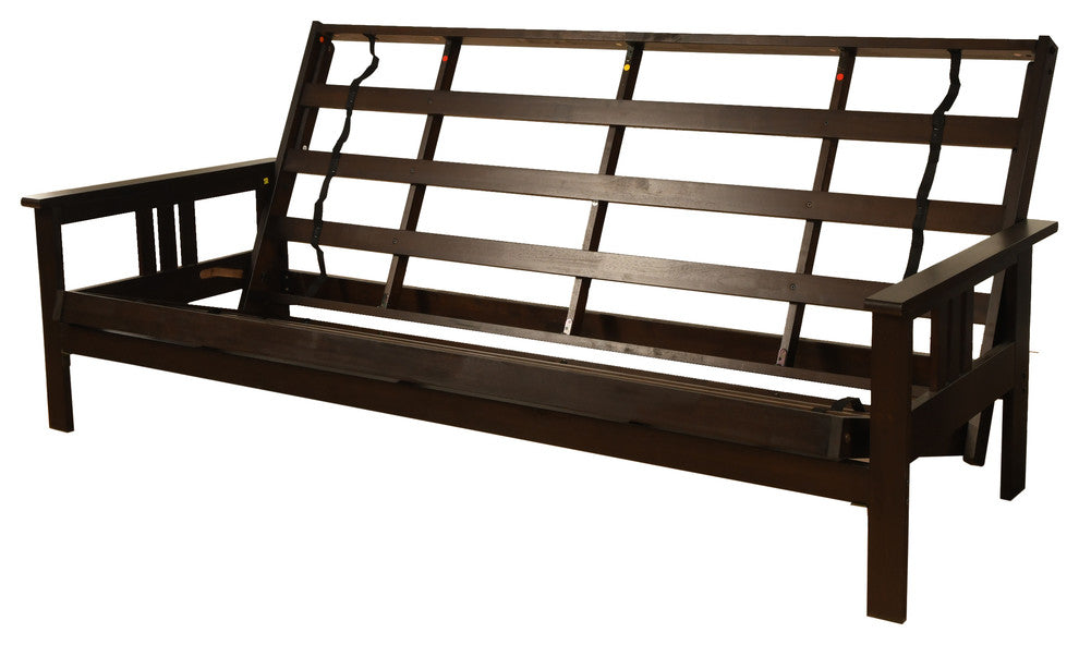 Caleb Frame Queen Futon With Espresso Finish, Espresso, Frame Only