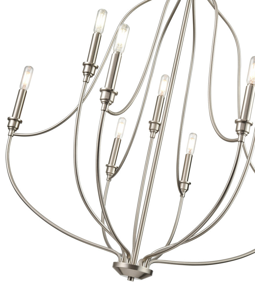 9 Light 32.5 in. Brushed Nickel Chandelier