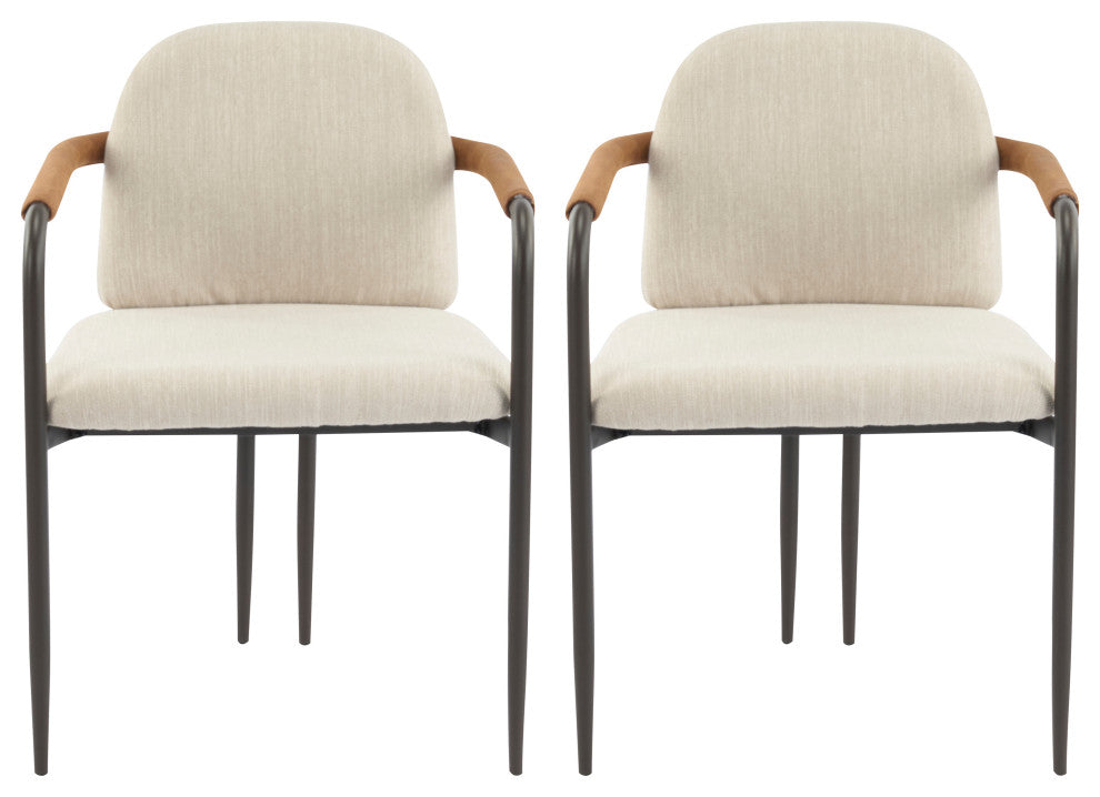 GDF Studio Modern Dining Chair With Iron Frame, Set of 2, Espresso/Beige