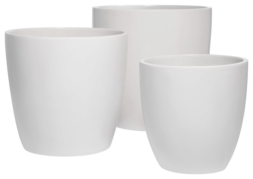 Napa Round Cylinder Planter, White, 13.5"x13.75"