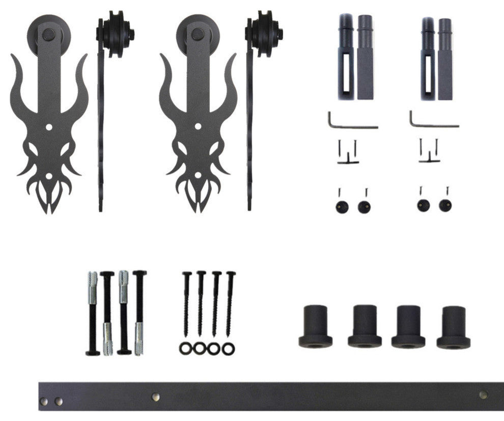 Vancleef Sliding Barn Door Hardware for Double Door, Imperial Design, 5'