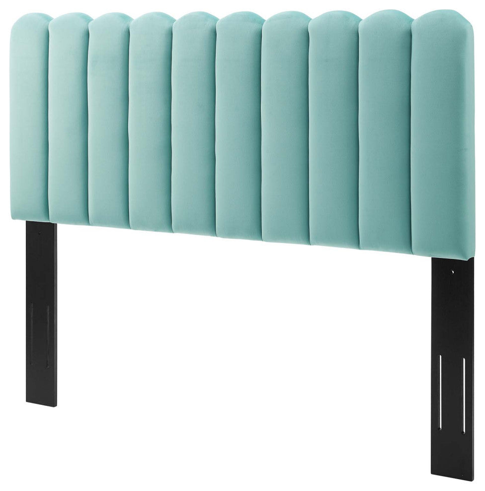 Headboard, King Size, Velvet, Blue, Modern Contemporary, Bedroom Master Suite