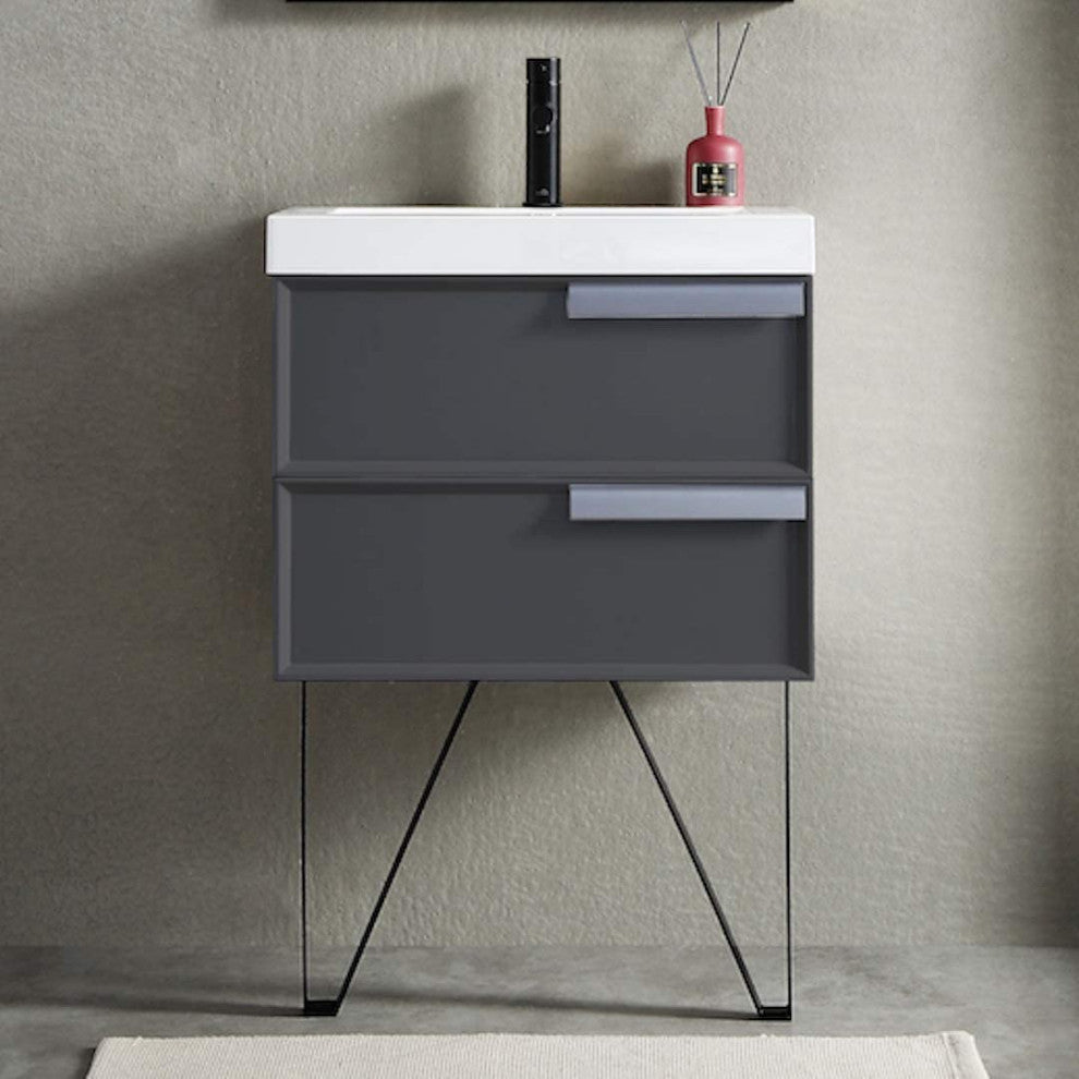 Sofia 24"Vanity Base Only Matte Gray