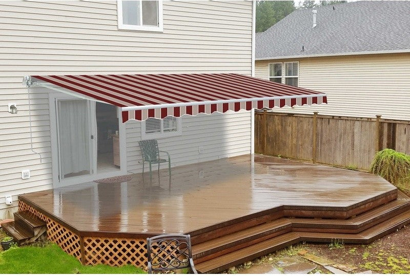 Aleko Retractable Awning, 13''x10'', Multistripes Red