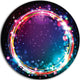 Purple Blue Circle Lights, Abstract Digital Round Wall Art, 23"