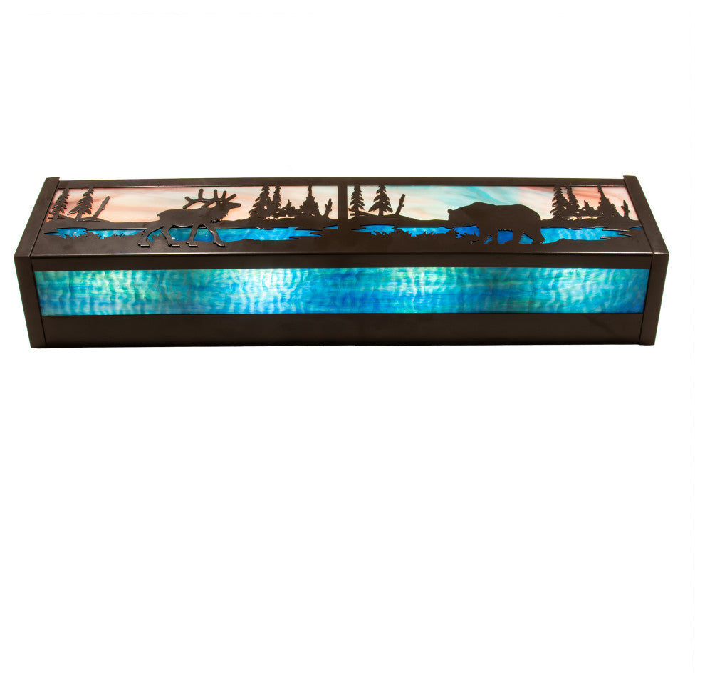 24 Wide Elk & Black Bear Vanity Light