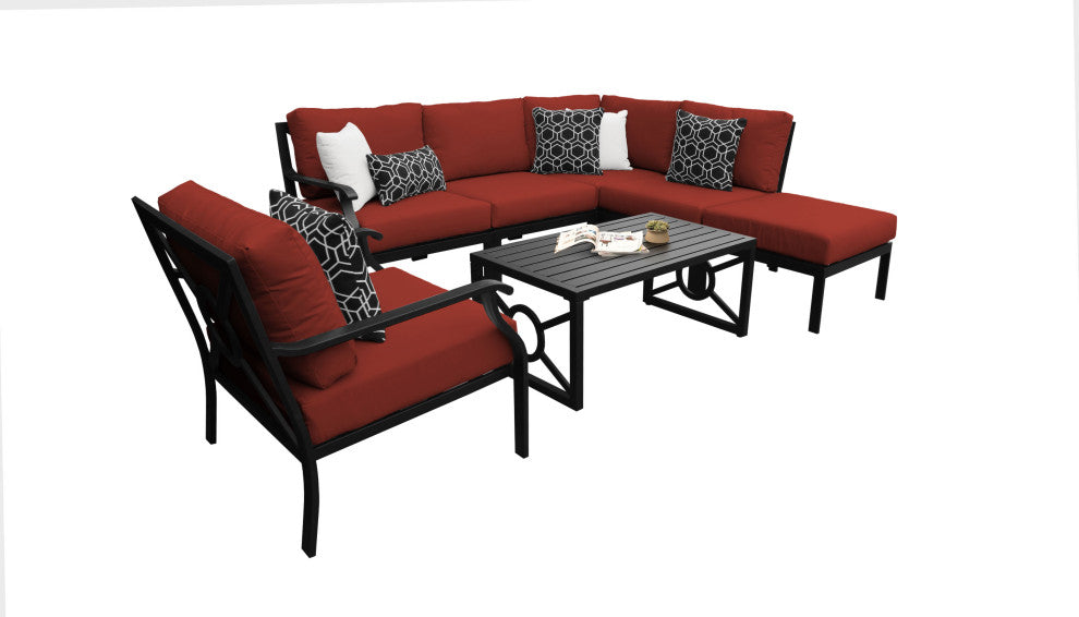 kathy ireland Madison Ave. 7 Piece Aluminum Patio Furniture Set 07f, Cinnamon