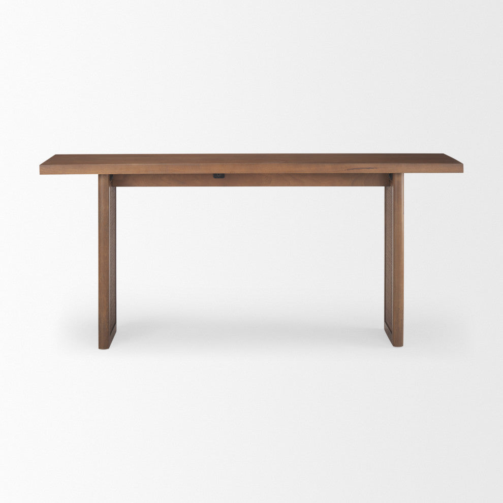 Grier Medium Brown Solid Wood & Cane Console Table